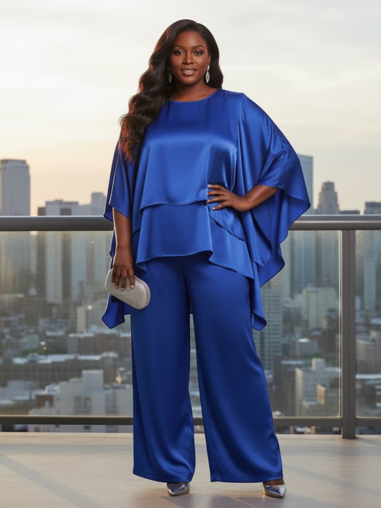 Formal Attire Woman - Plus Size Round Neck Cape Sleeve