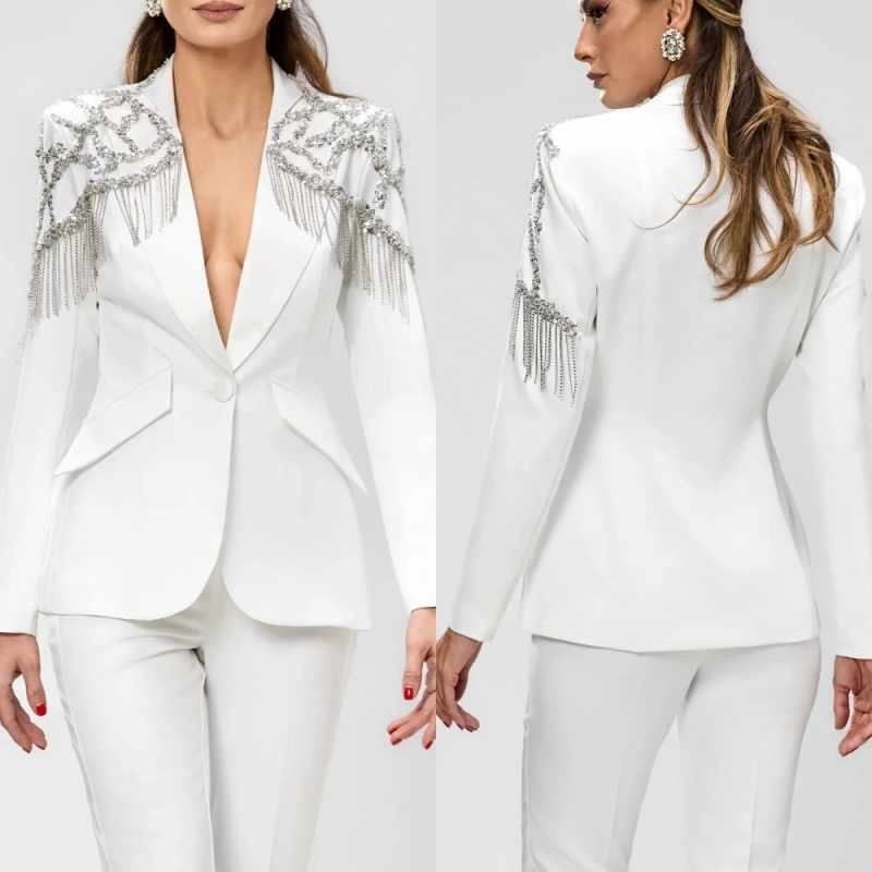 Women'S Formal Wear Tuxedo - Customized Wedding Tuxedos For Women Beading
