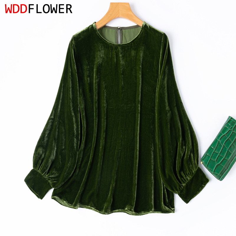 Silk Blouse Button - Women Silk Velvet Blouse 100% Mulberry