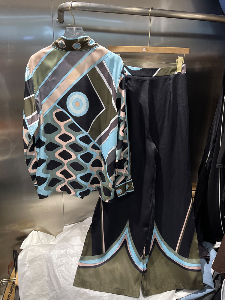 Retro geometric positioning pr - Silk Blouse Button ulasan dan harga
