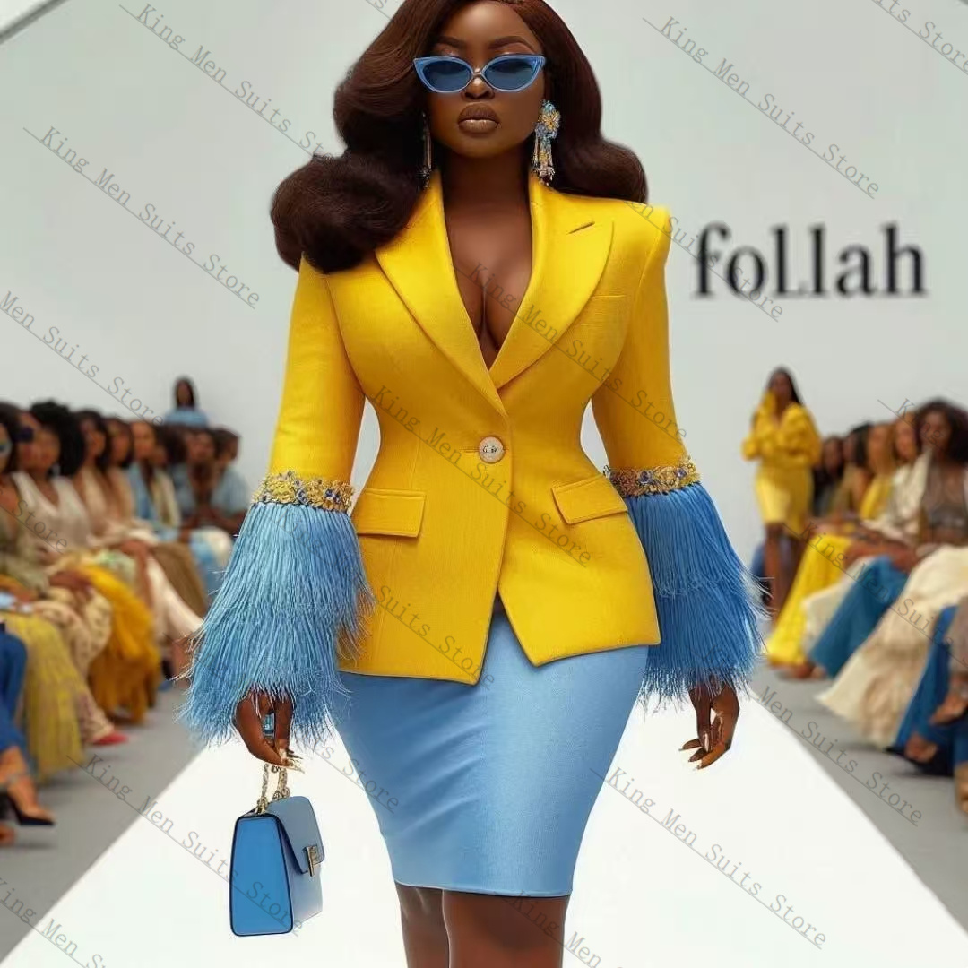 Luxury Feather Women Suit Set  - Women'S Formal Wear Tuxedo ulasan dan harga