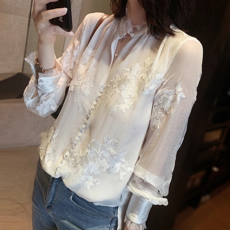 Clearance Natural Linen Silk B - Silk Blouse Button ulasan dan harga