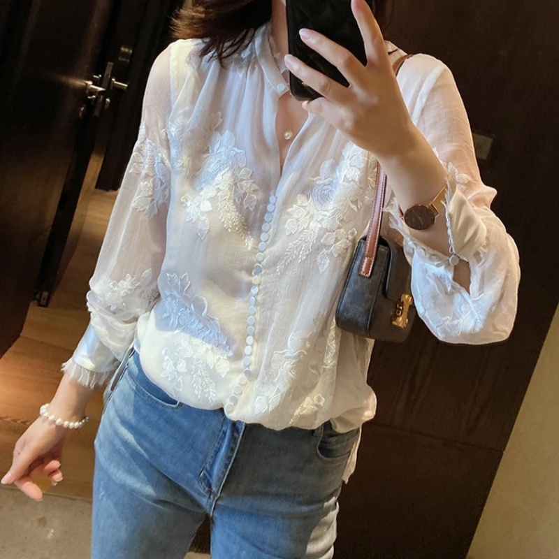 Clearance Natural Linen Silk B - Silk Blouse Button ulasan dan harga