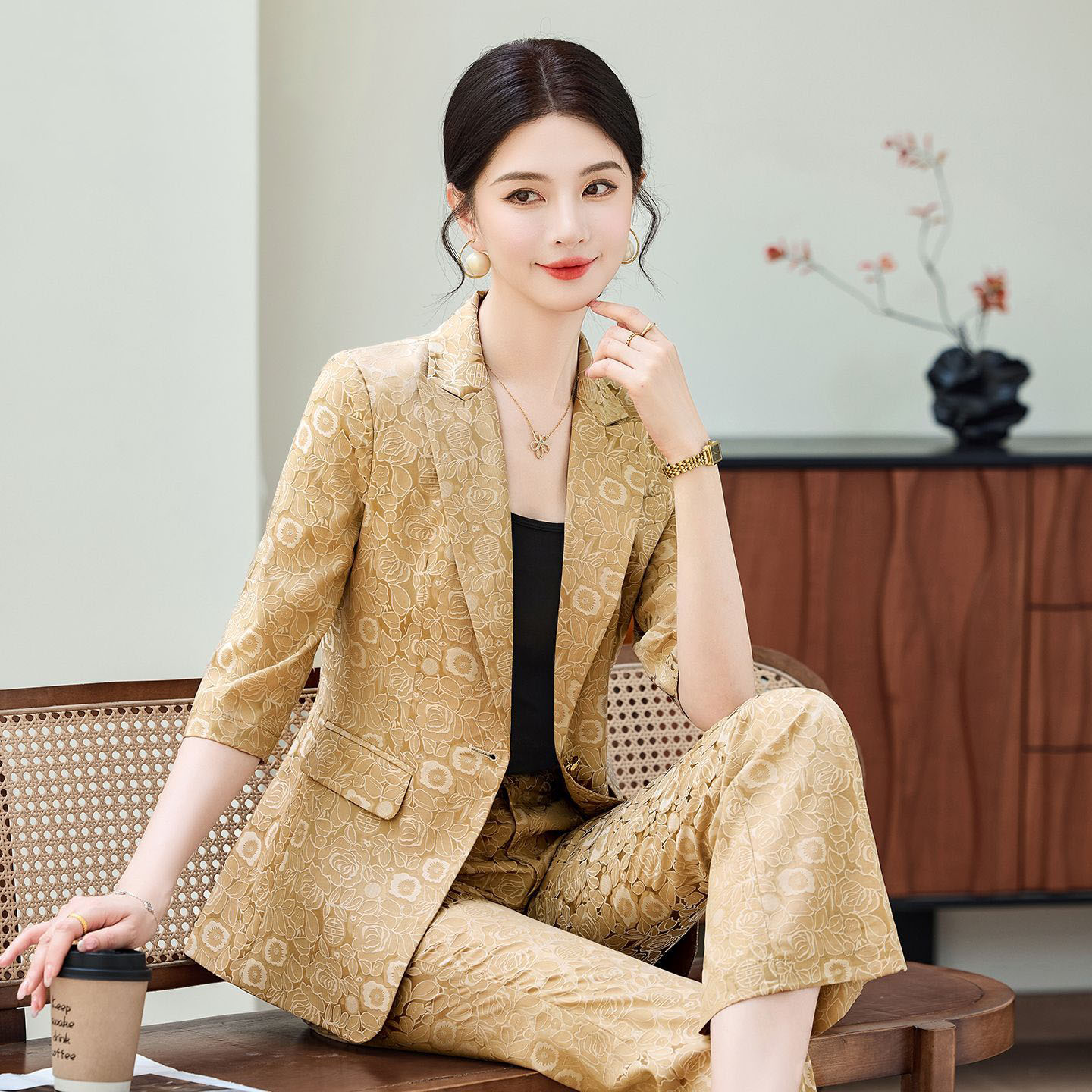 Fashion Apricot Half Sleeve Pr - Women Formal Wear Pants ulasan dan harga