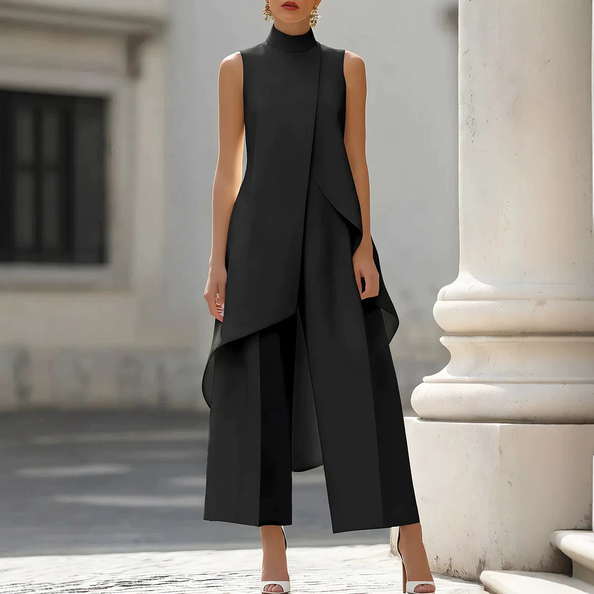 Women Stand Neck Sleeveless La - Women'S Formal Wear With Pants ulasan dan harga