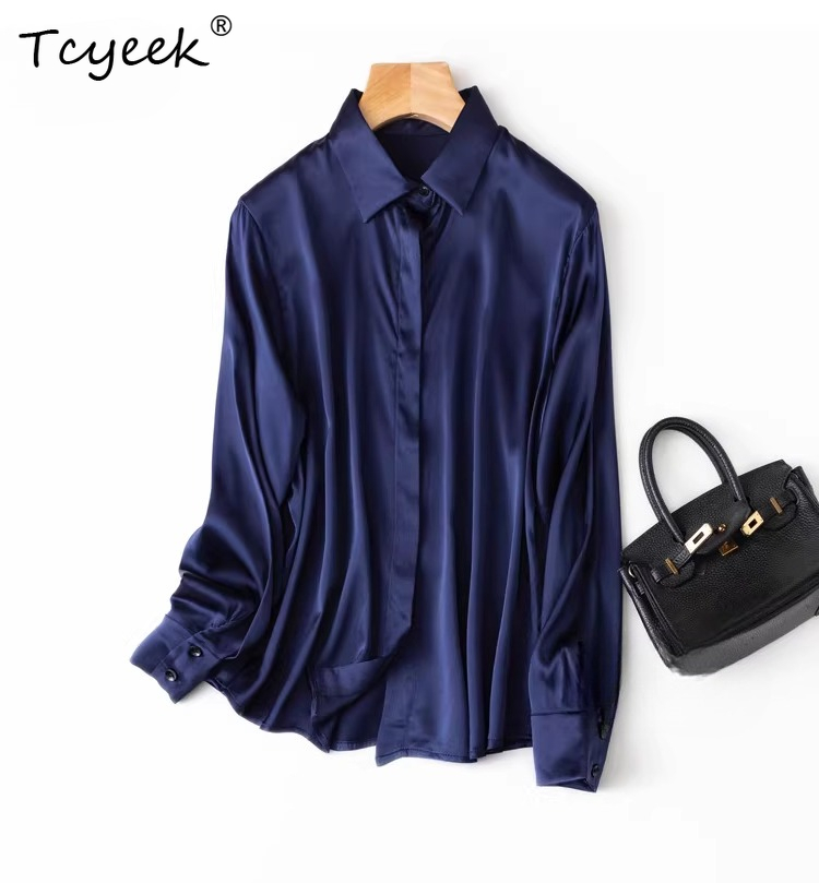 Tcyeek 93% Mulberry Silk Women - Silk Blouse Button ulasan dan harga