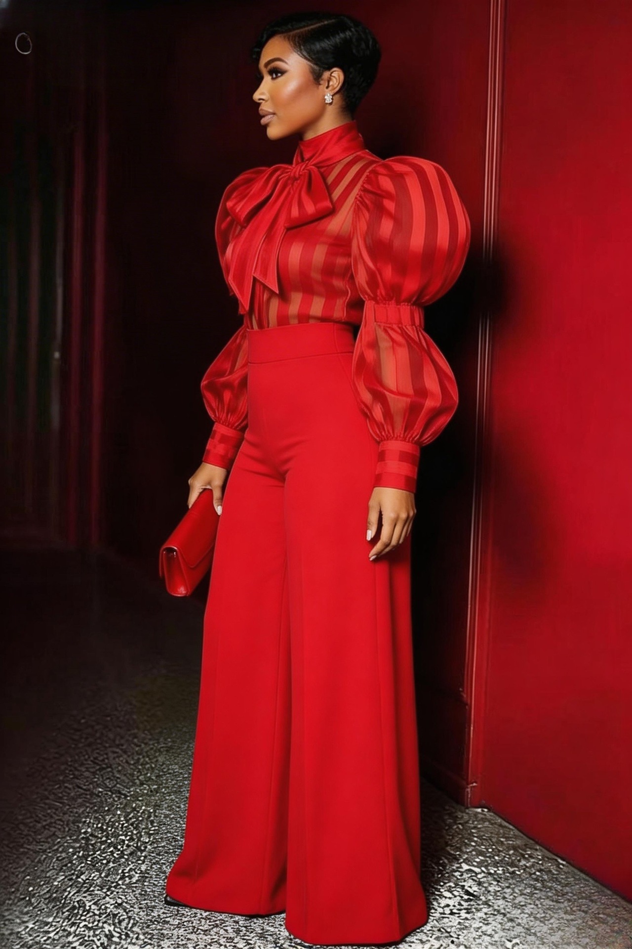 Plus Size Front Seam Wide Leg  - Women'S Formal Wear With Pants ulasan dan harga