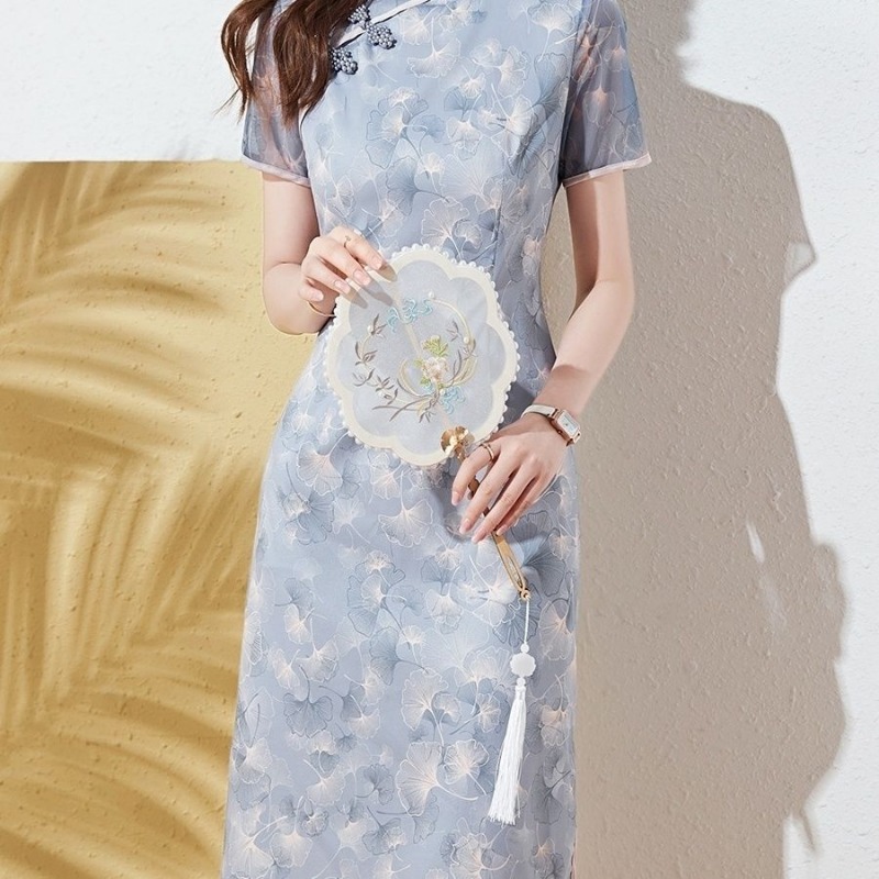 Women Light Blue Floral Print  - Pencil Skirt Midi ulasan dan harga