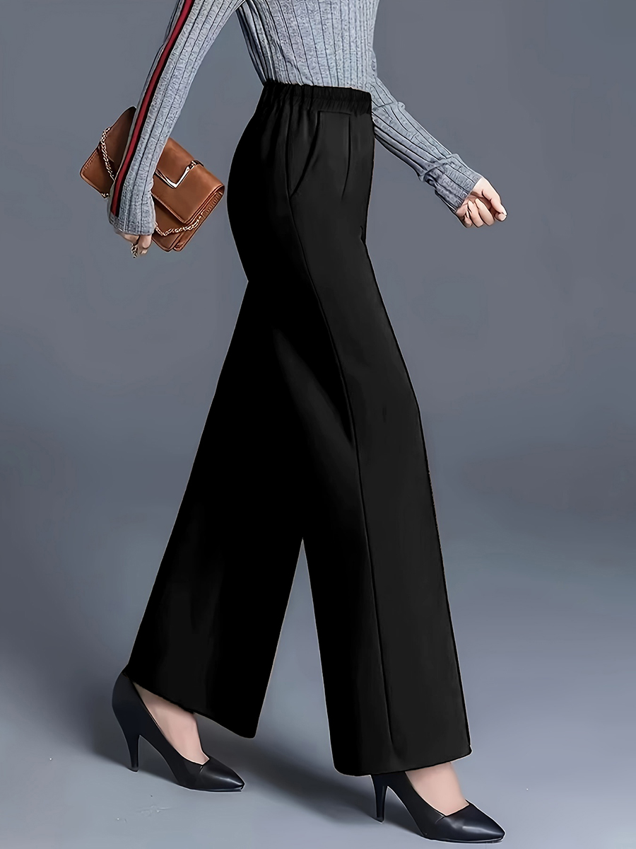 Women High Waist Wide Leg Pant - Women Formal Wear For Plus Size ulasan dan harga