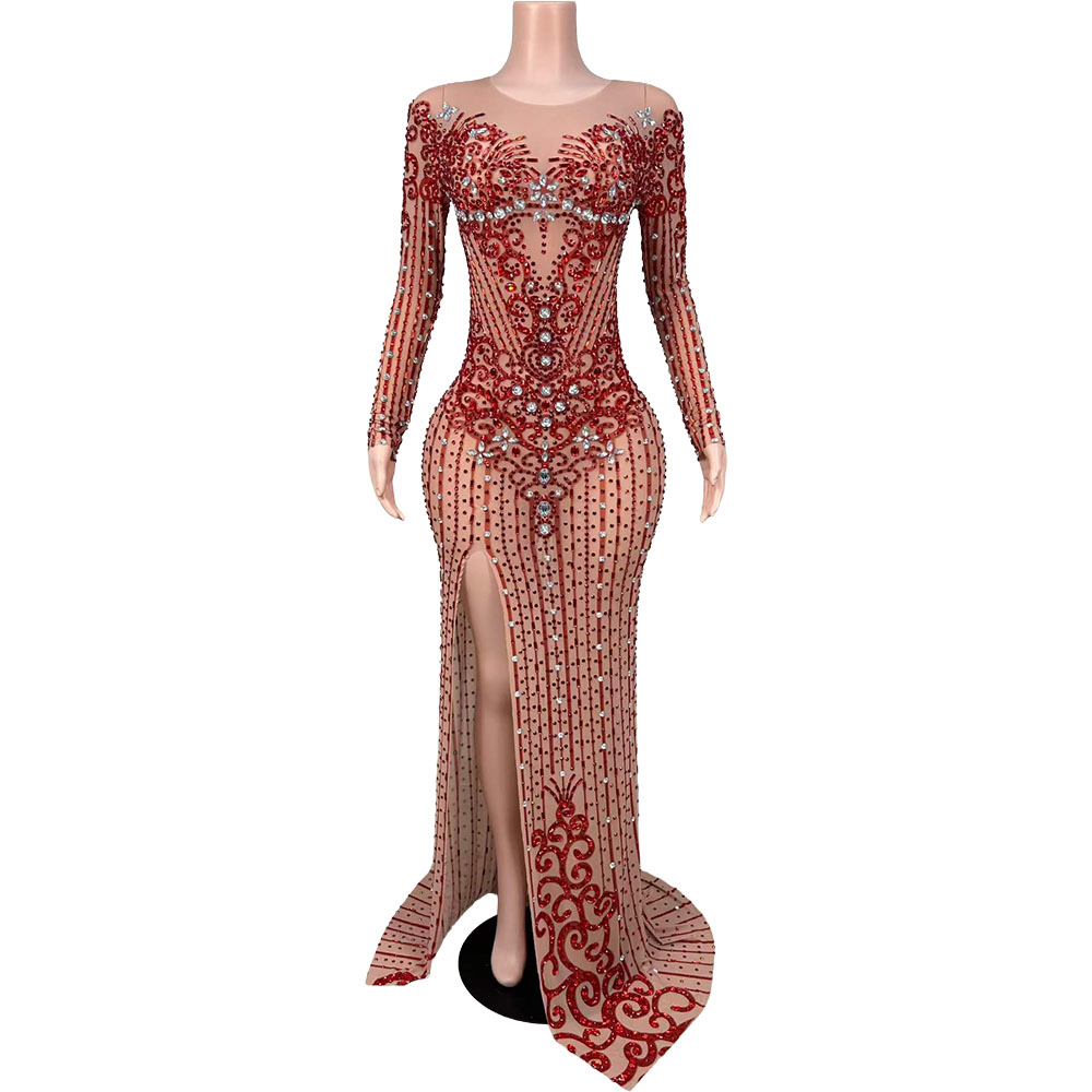 Sexy Crystals See Through Mesh - Women Formal Wear Photoshoot ulasan dan harga