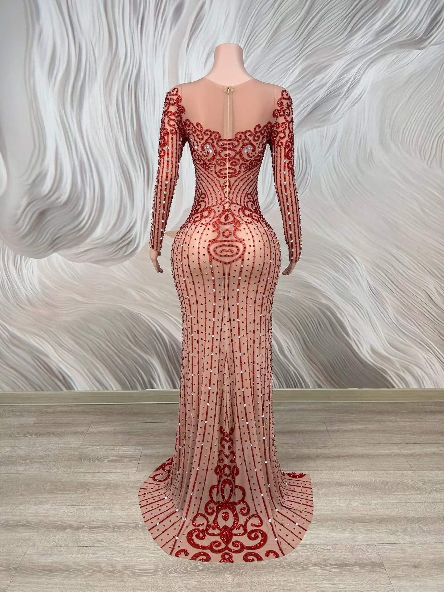 Sexy Crystals See Through Mesh - Women Formal Wear Photoshoot ulasan dan harga