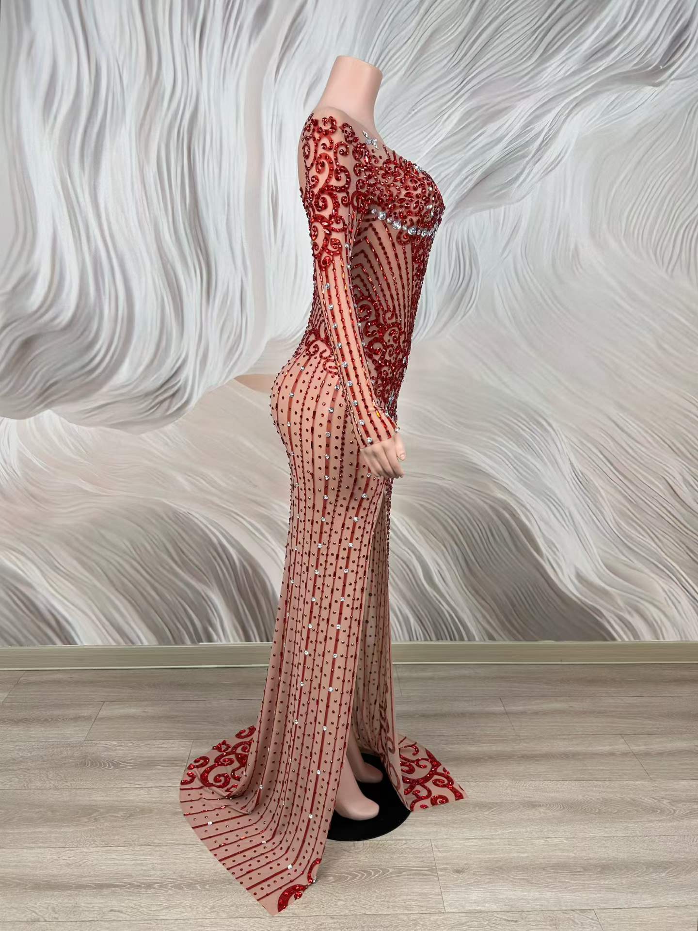 Sexy Crystals See Through Mesh - Women Formal Wear Photoshoot ulasan dan harga