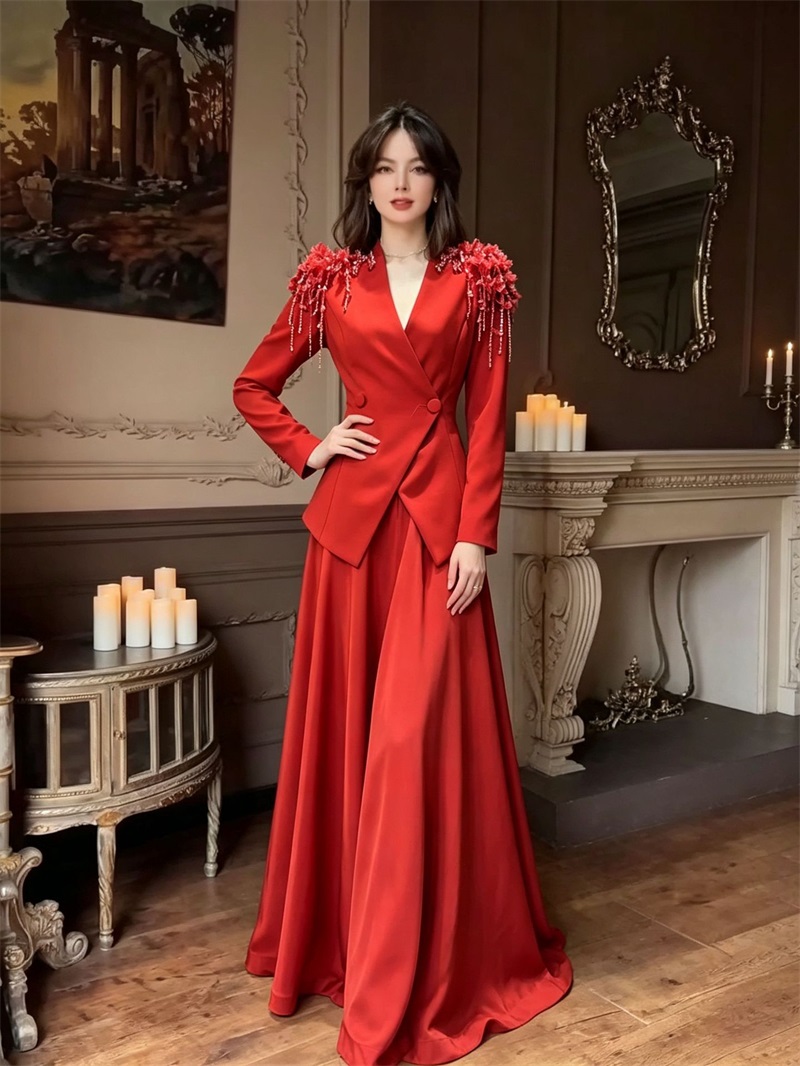 Beige Women Suit Skirt Set 2Pc - Women'S Formal Wear For A Wedding ulasan dan harga