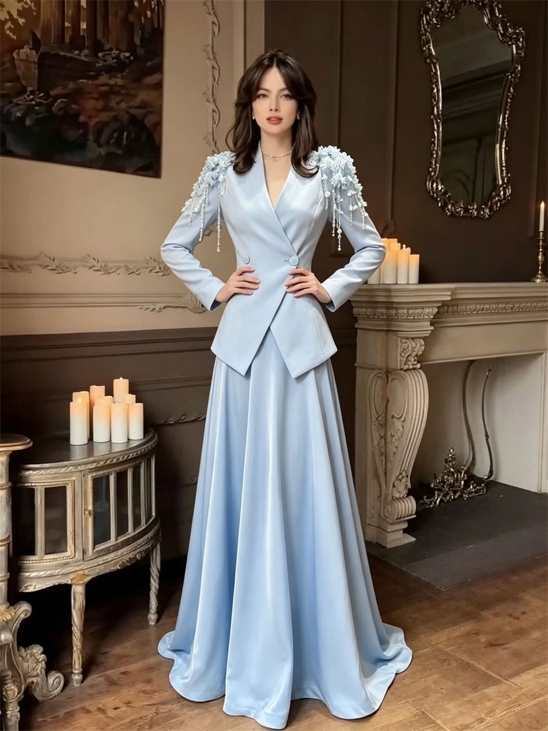 Beige Women Suit Skirt Set 2Pc - Women'S Formal Wear For A Wedding ulasan dan harga