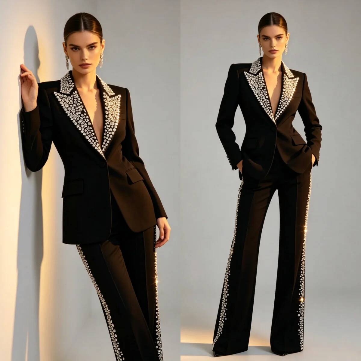 Fashion Crystals 2 Pieces Suit - Women Formal Wear For Plus Size ulasan dan harga