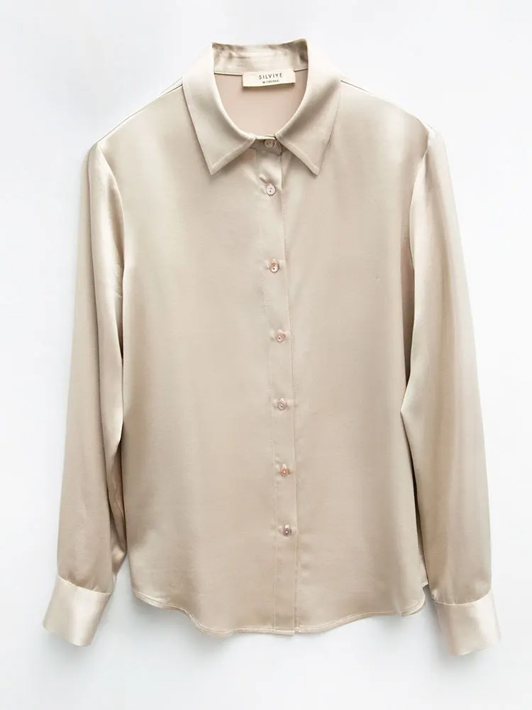 Heavy 35MM 100% Natural Mulber - Silk Blouse Button ulasan dan harga