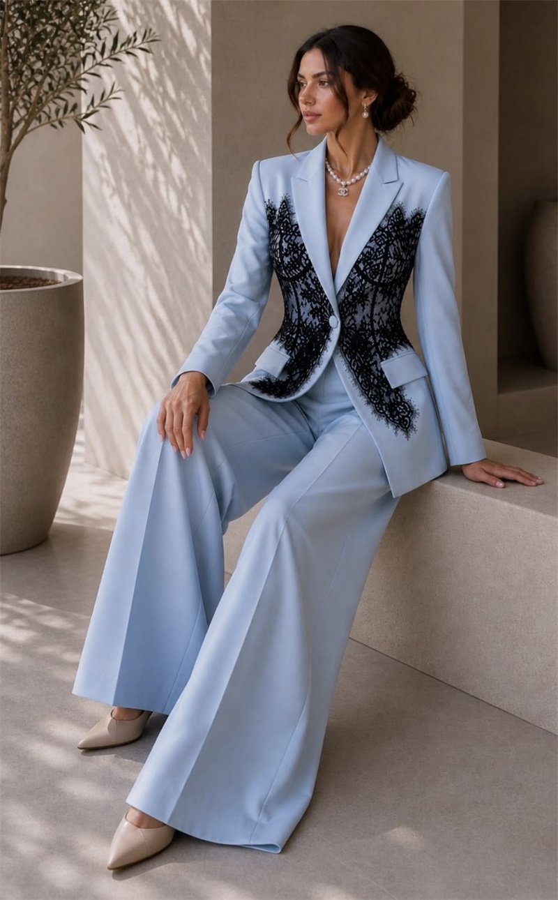 Fashion Blue Women Suits Set 2 - Women'S Formal Wear For A Wedding ulasan dan harga