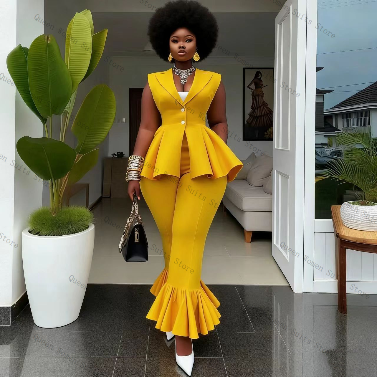 Yellow Women Suit Pants Set 2  - Women'S Formal Wear For A Wedding ulasan dan harga
