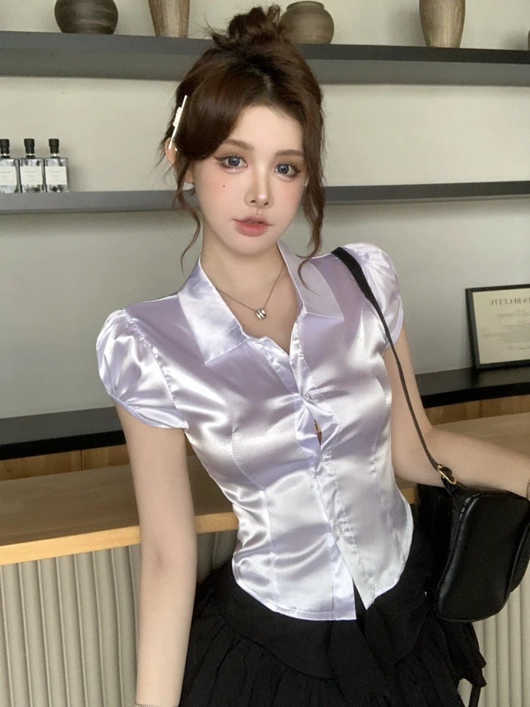 Summer Sexy Silk Shirts Women  - Silk Blouse Button ulasan dan harga