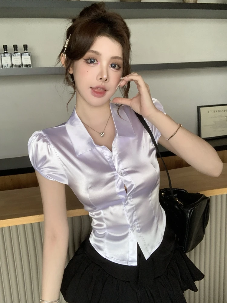 Summer Sexy Silk Shirts Women  - Silk Blouse Button ulasan dan harga