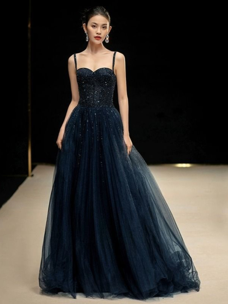 Elegant Princess Navy Blue Seq - Women Formal Wear For Graduation ulasan dan harga