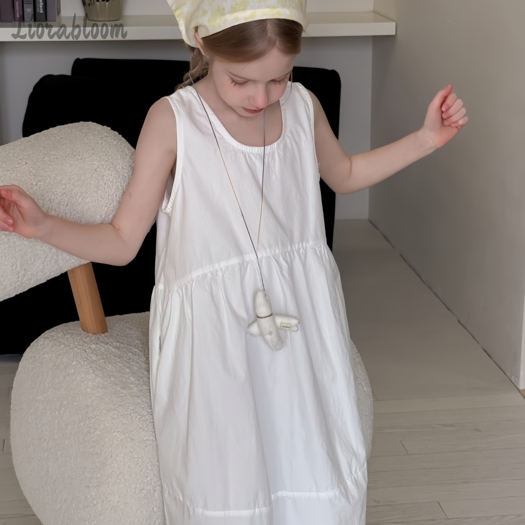 Girls' White Dress Simple Maxi - Formal Attire Woman ulasan dan harga