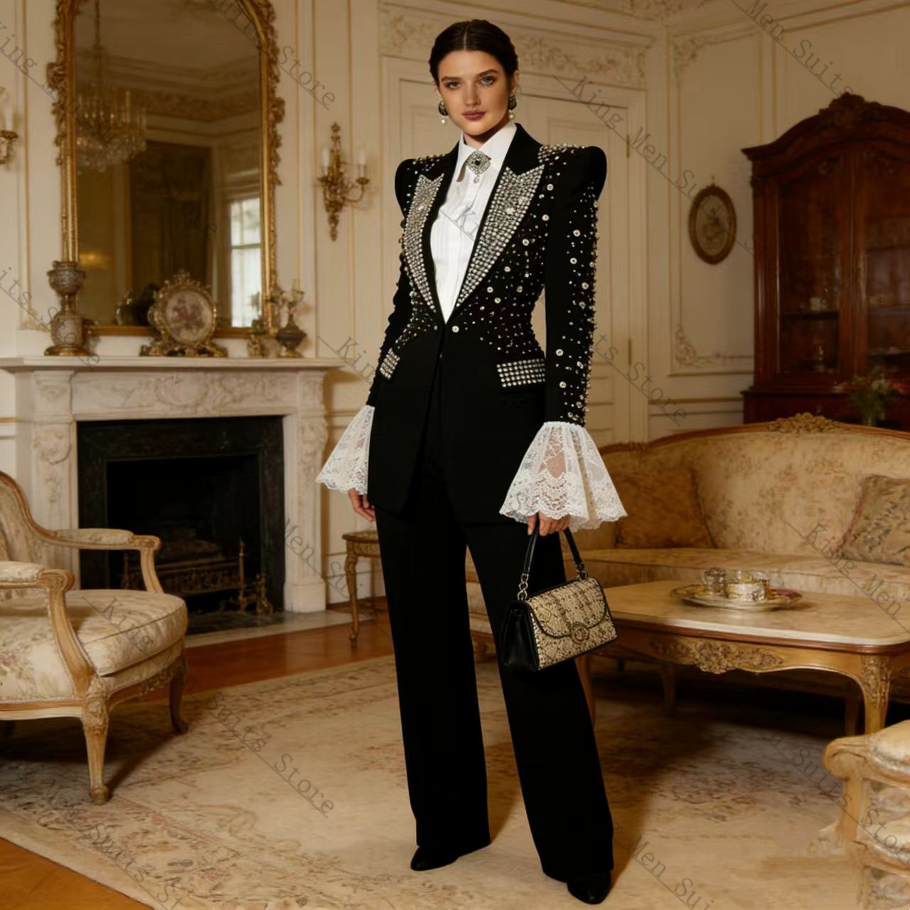 Crystals Black Women Suit Set  - Women'S Formal Wear Tuxedo ulasan dan harga