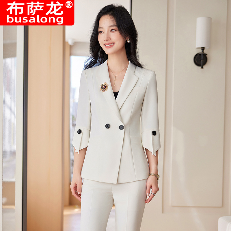 Spring Summer New Yellow Suit  - Women Formal Wear Pants ulasan dan harga