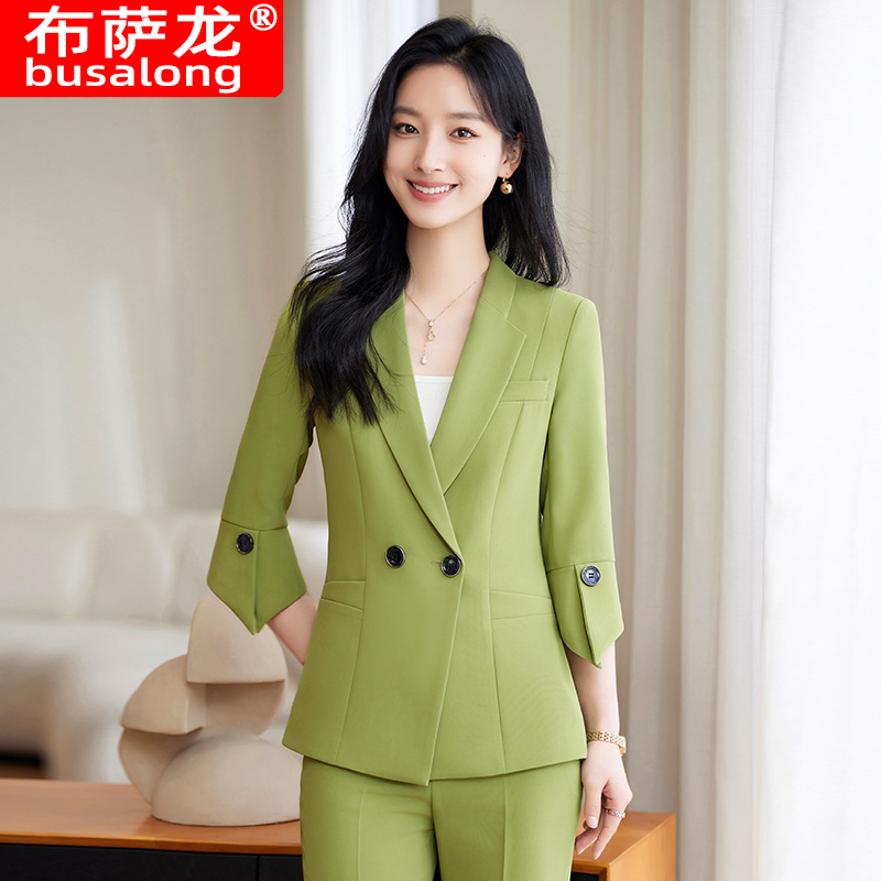Spring Summer New Yellow Suit  - Women Formal Wear Pants ulasan dan harga