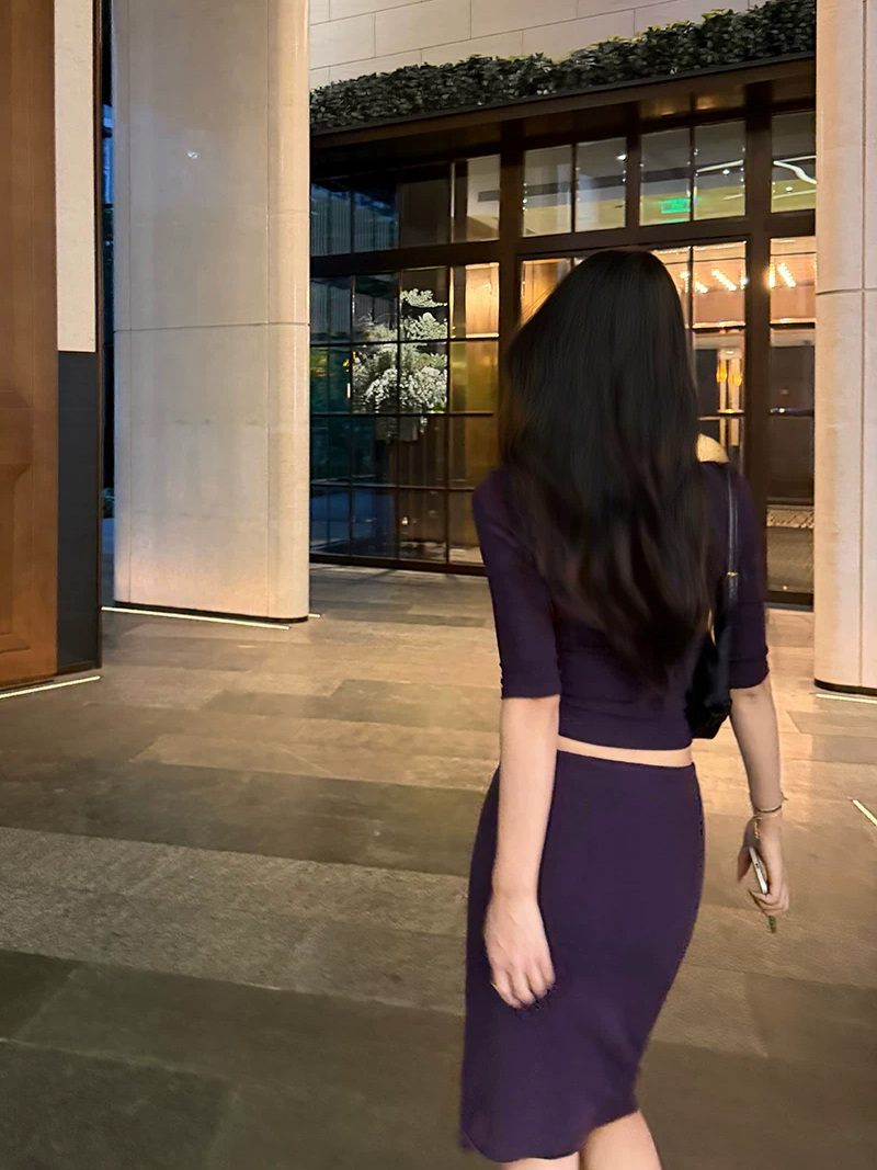 Women French V-Neck Half Sleev - Pencil Skirt Midi ulasan dan harga
