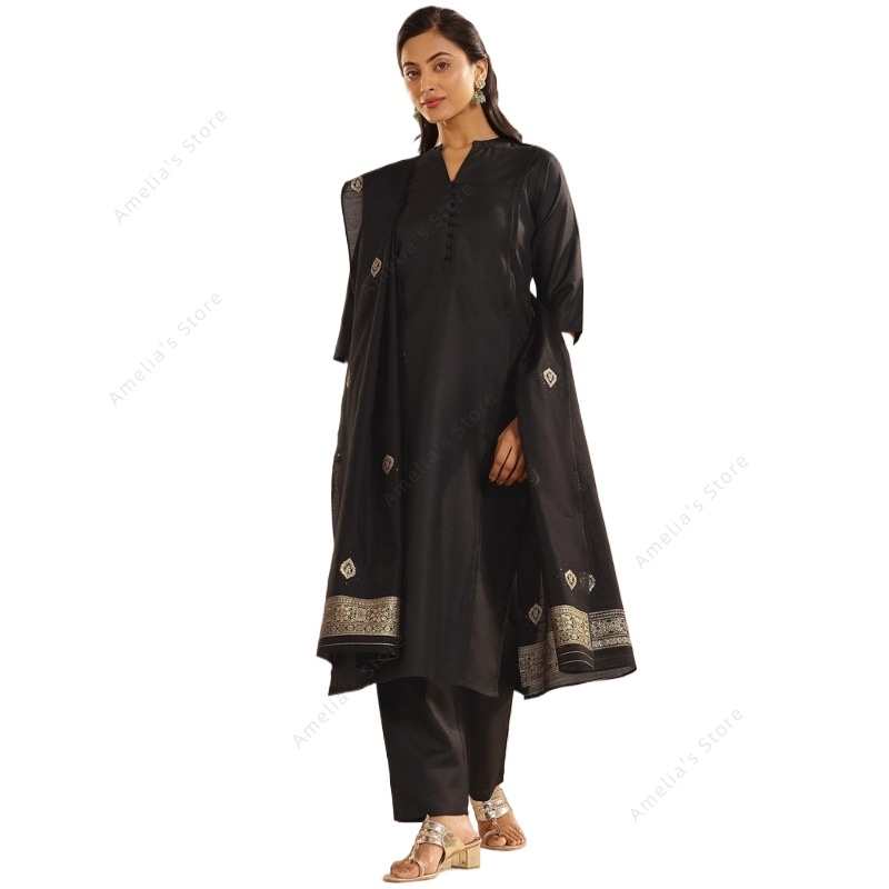 Women's Black Jacquard Kurta P - Women Formal Wear Indian ulasan dan harga