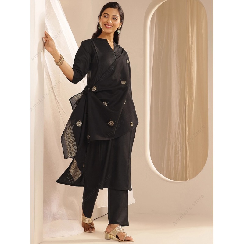 Women's Black Jacquard Kurta P - Women Formal Wear Indian ulasan dan harga