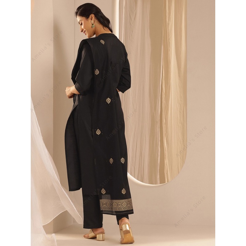 Women's Black Jacquard Kurta P - Women Formal Wear Indian ulasan dan harga