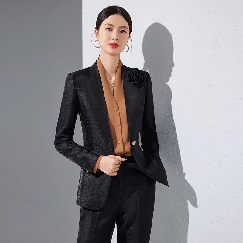 Women Blazer Pants Sets Gold A - Women Formal Wear Pants ulasan dan harga