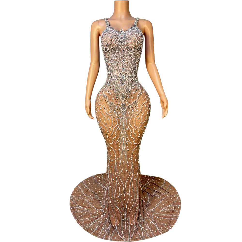 Luxury Pearl Mesh Bodycon Maxi - Women Formal Wear Photoshoot ulasan dan harga