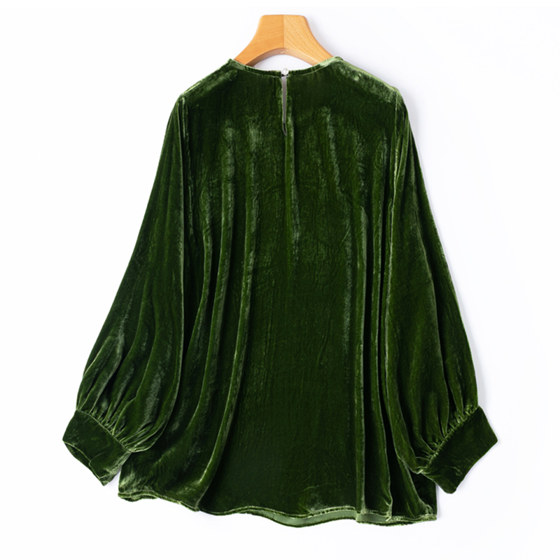 Women Silk Velvet Blouse 100%  - Silk Blouse Button ulasan dan harga