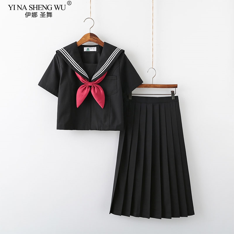 Black White JK Uniform Summer  - Pencil Skirt Midi ulasan dan harga