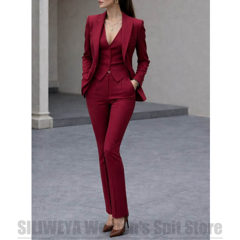 Women 3 Piece Suit Set Blazer  - Women Formal Wear Pants ulasan dan harga